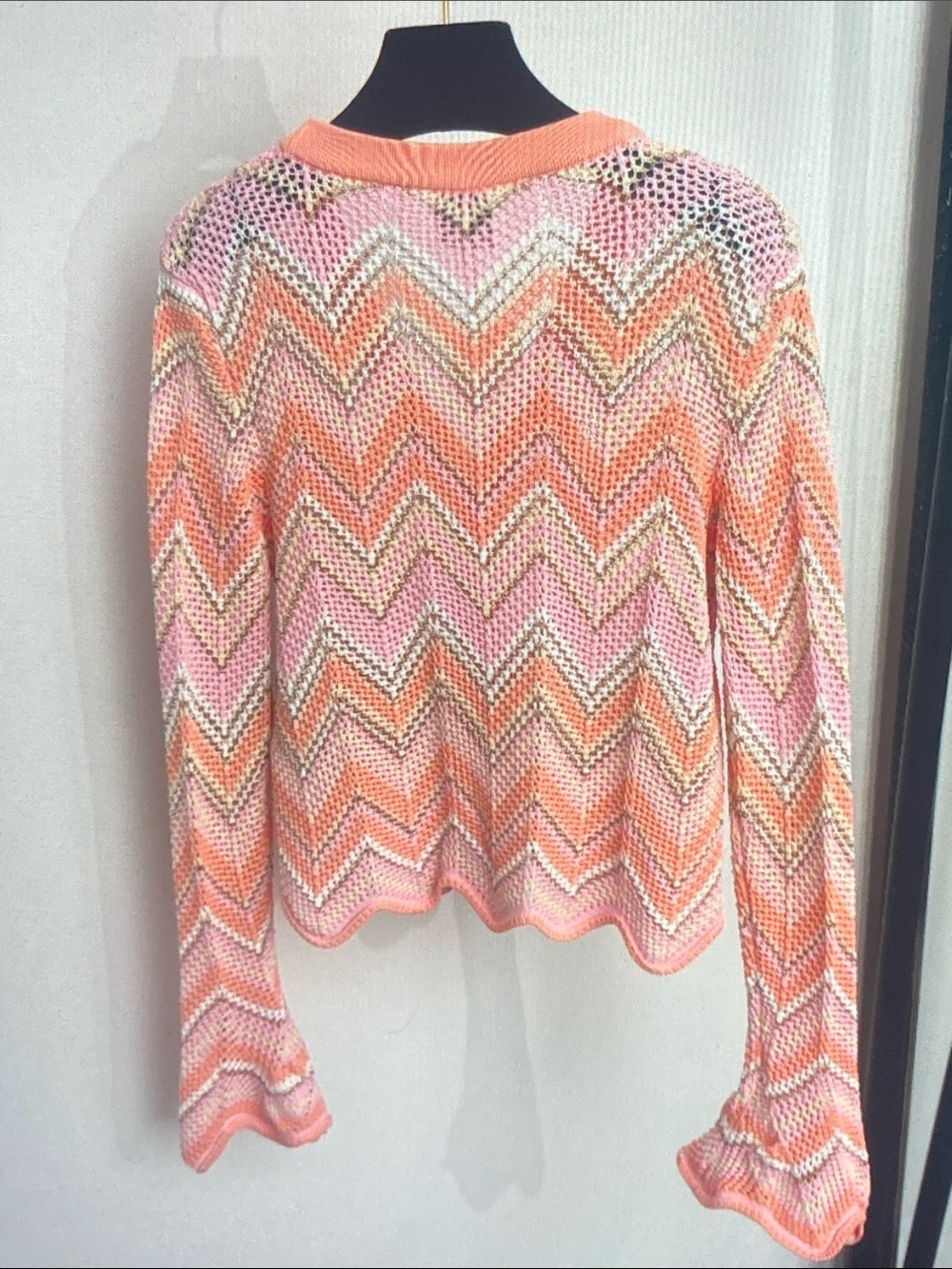 Missoni M Pink Multicolor Zigzag Knit Cropped Cardigan - Picture 7 of 9